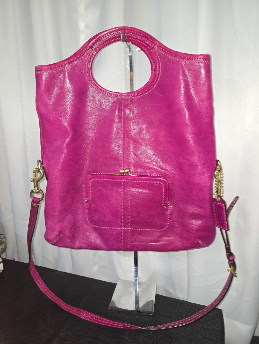 COACH 12250 Vintage Leather Circle-Handle Satchel/handbag Bag